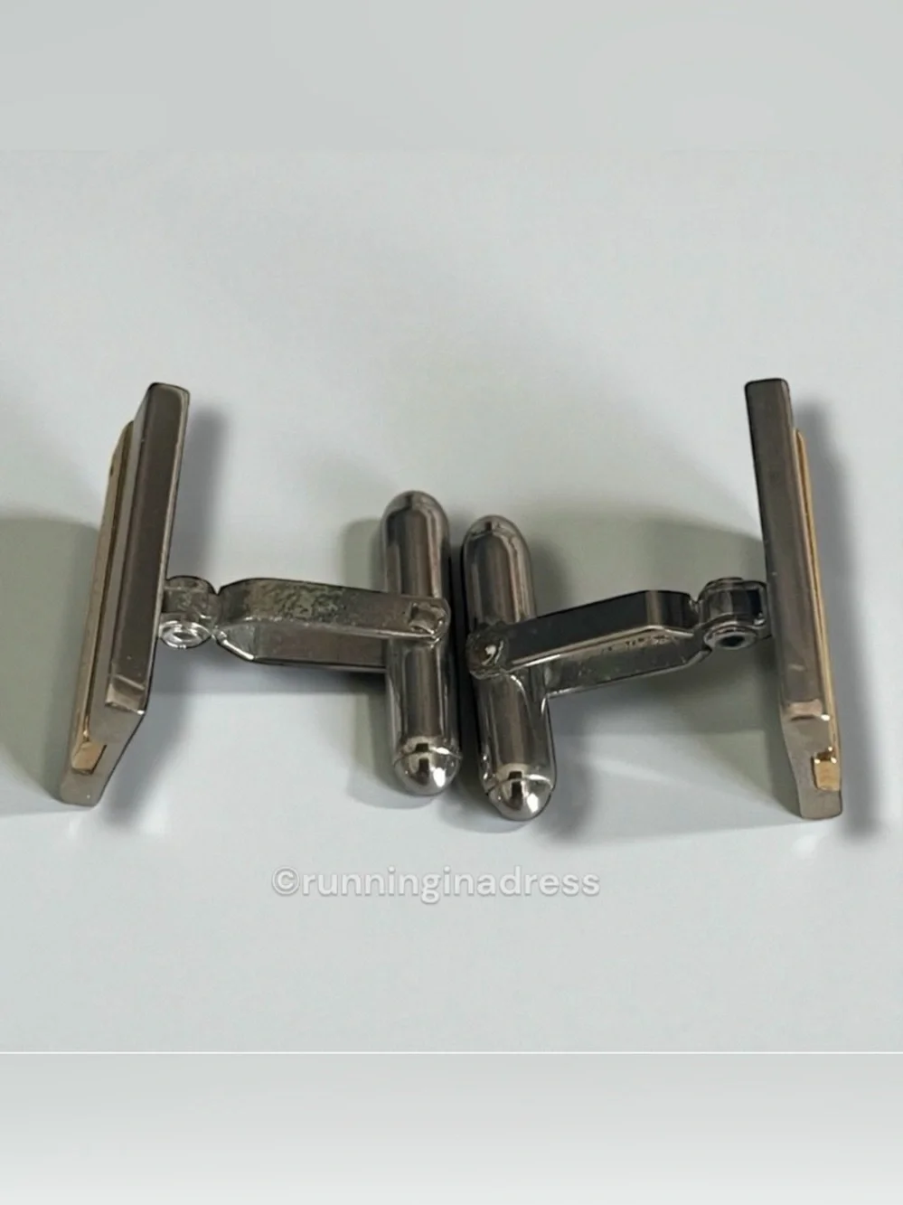 Vintage Christian Dior 1980s Two-Tone Palladium & Gold Plated Cufflinks
